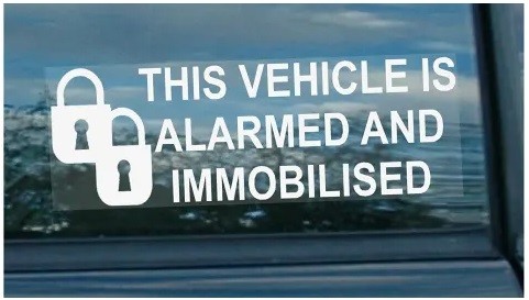 van security stickers - vehicle is alarmed