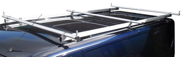 van roof bars mounted on blue van
