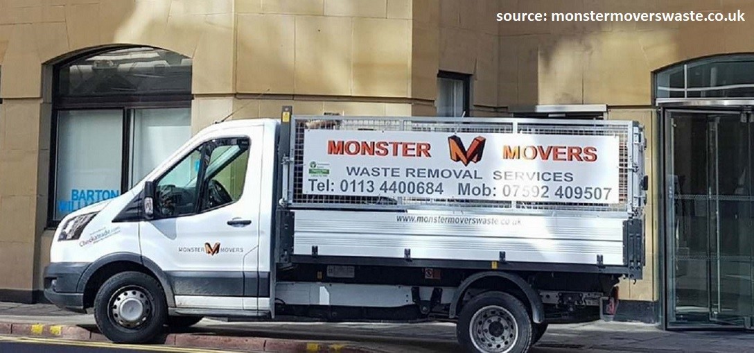 white van for waste removal parked