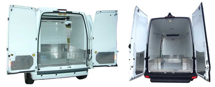 2 refrigerated cargo vans interior - rear view