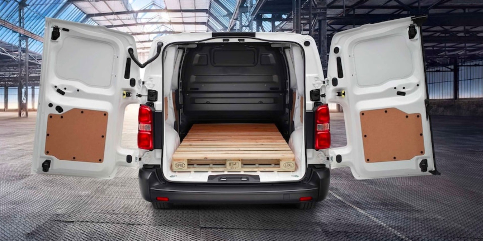 vauxhall vivaro loading space opened in a warehouse