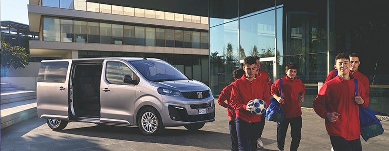 fiat scudo crew van transporting a team of players