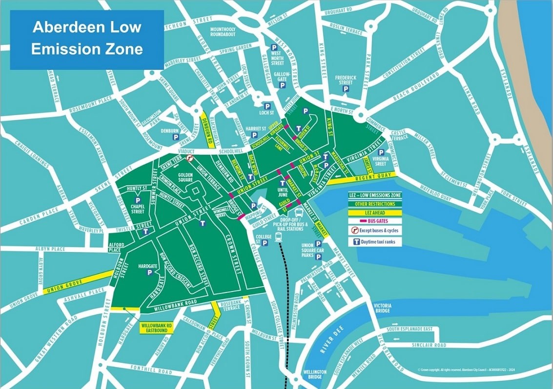 LEZ Aberdeen - low emission zone map