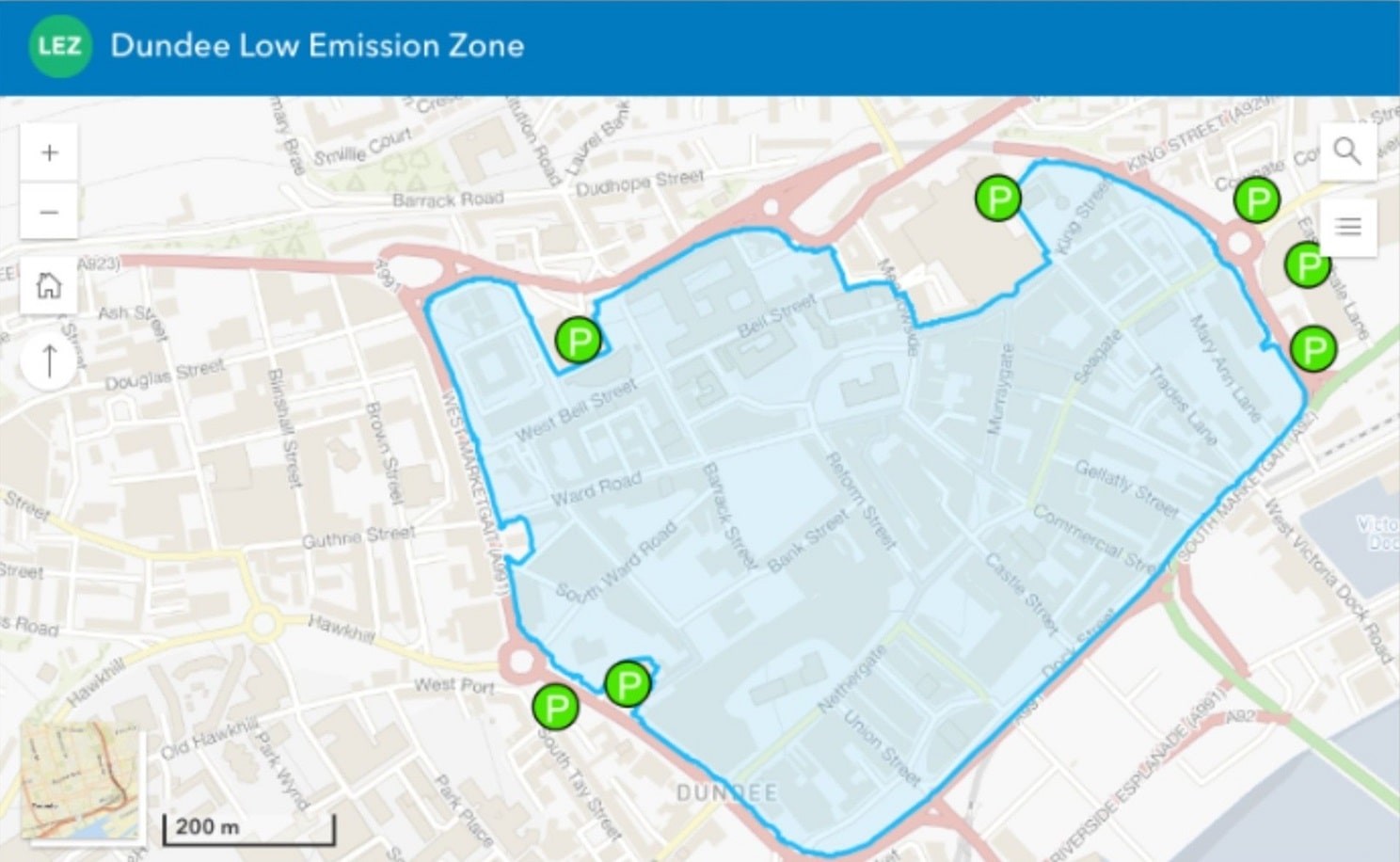 lez dundee - low emission zone map