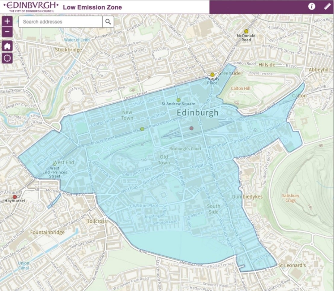 lez edinburgh - low emission zone map